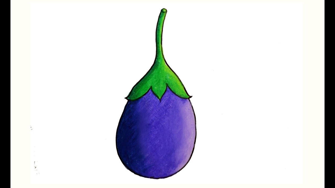 1280x720 How To Draw A Brinjal With Oil Pastels Step