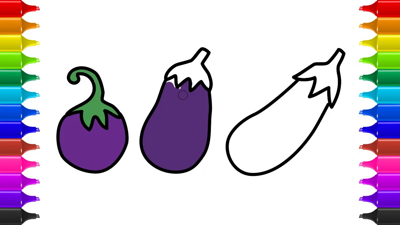 1280x720 Vegetable Brinjal Drawing Coloring Learn Drawing Drawing