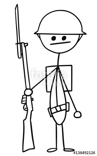 312x500 Vector Stickman Cartoon Of British Wwi Soldier Stock Image