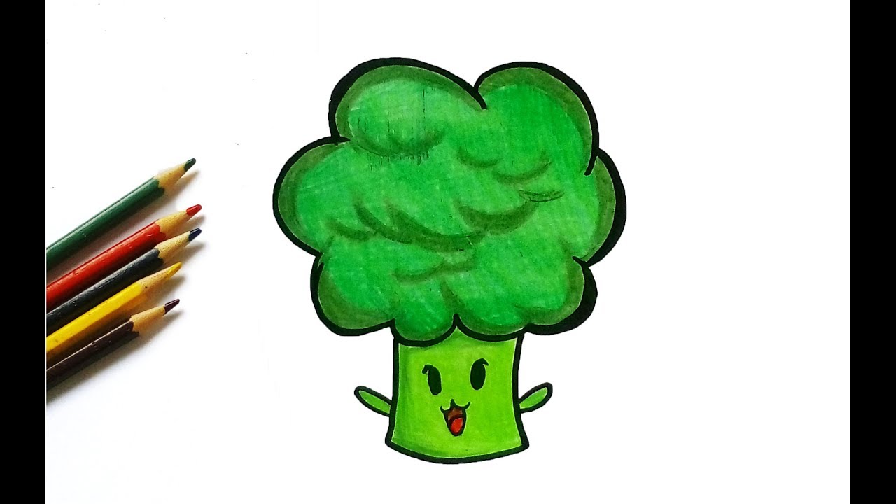 1280x720 How To Draw A Cute Broccoli For Kids Easy Drawing Tutorial