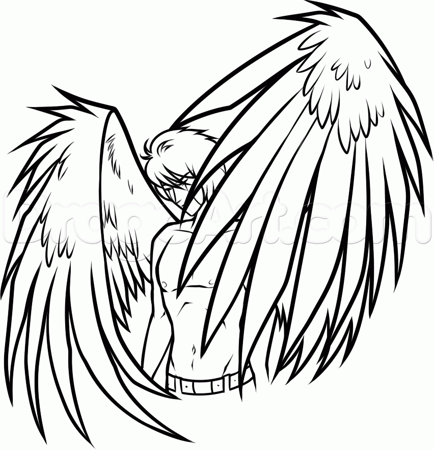852x883 Angel Drawing Depression For Free Download