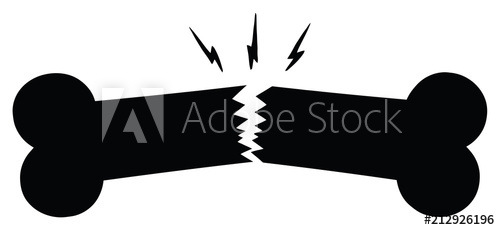 500x230 Black Broken Bone Silhouette Cartoon Drawing Design Vector