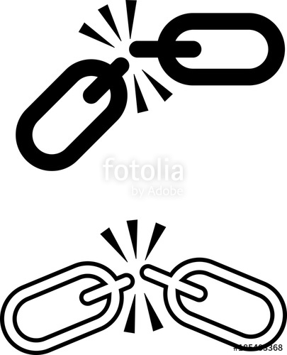 405x500 broken link icon, broken chain link design stock image