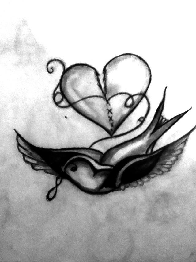 640x854 Bird Fixing A Broken Tattoos Drawings Heart Tattoo