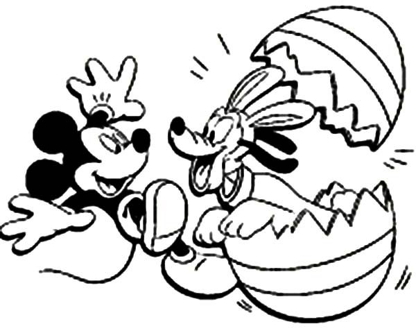 600x477 Disney Easter Pluto And Mickey Mouse Broken Egg Coloring Pages