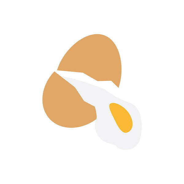 600x600 egg vector icon, whole egg, cracked, broken, yolk color art print