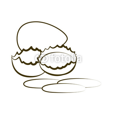 400x400 eggs yolk in broken eggshell and protein hand drawing