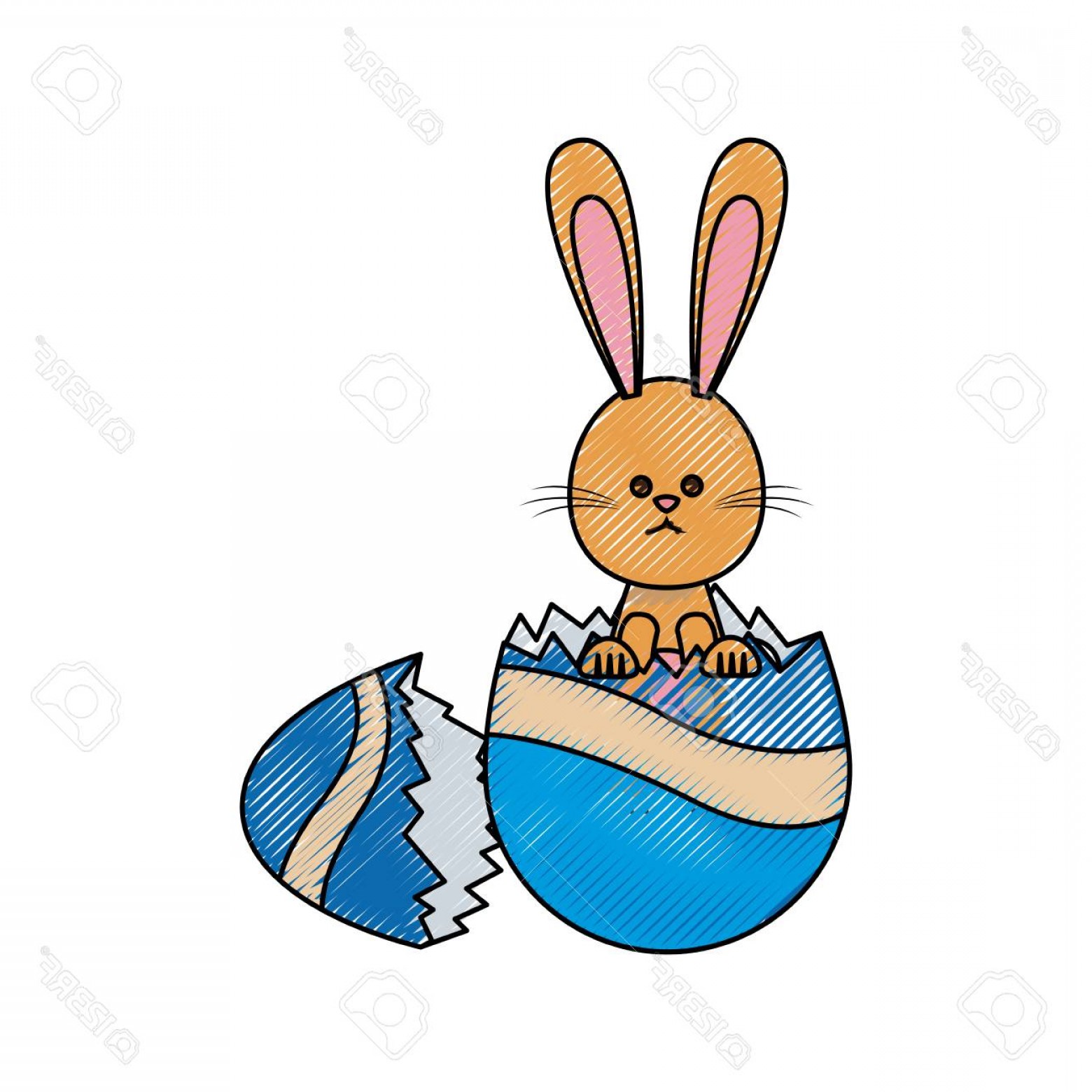 1560x1560 Photostock Vector Drawing Easter Bunny With Broken Egg Celebration