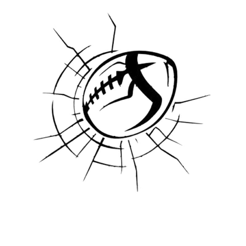 800x800 Football Broken Glass Car Decal Truck Window Vinyl Sticker