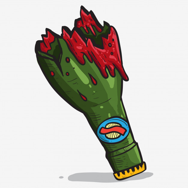 626x626 Broken Bloody Bottle Hand Drawing Vector Premium Download