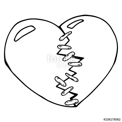 500x500 broken heart of two halves broken heart icon vector illustration