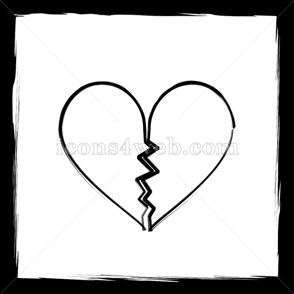 600x600 Broken Heart Sketch Icon