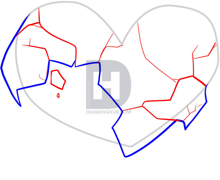 746x609 How To Draw Broken Hearts, Step