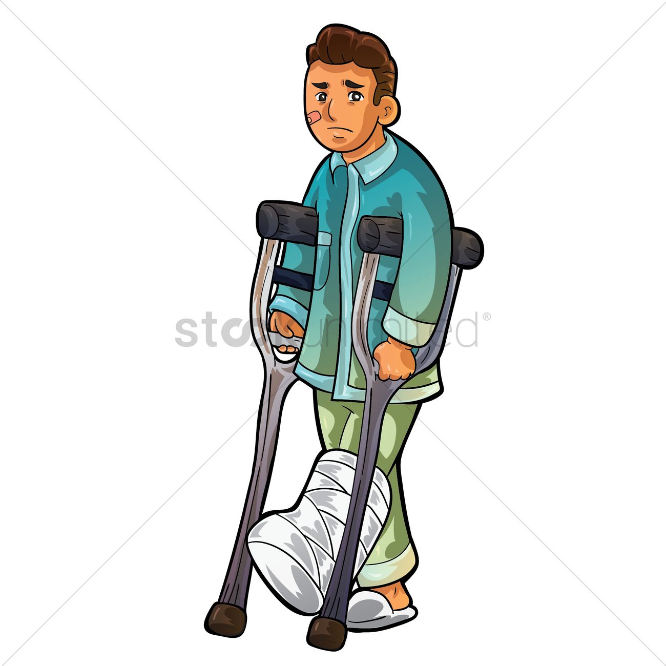 1300x1300 Man With Broken Leg Vector Image