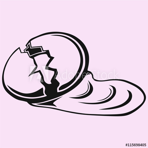 500x500 Raw Broken Chickens Egg Vector Silhouette Isolated