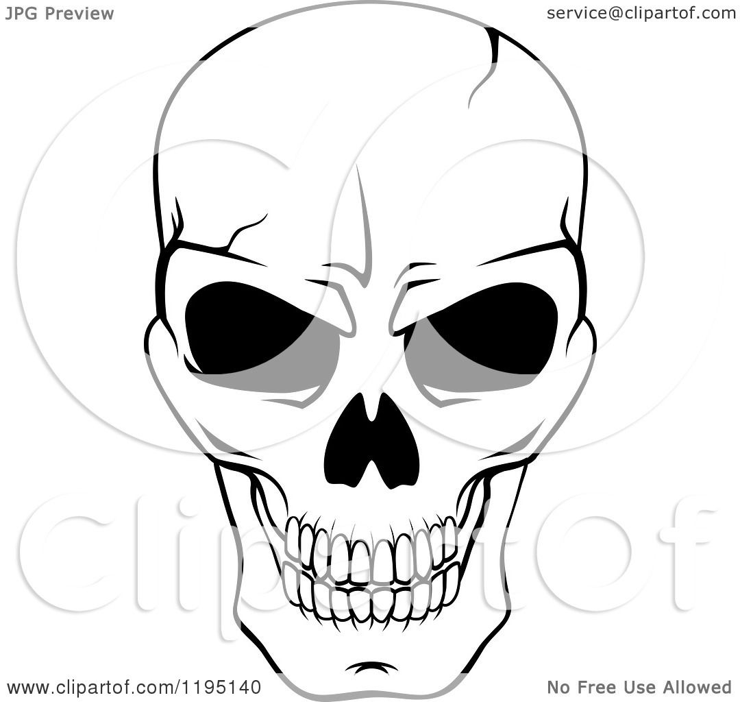 1080x1024 Clipart Of A Black And White Cracked Skull