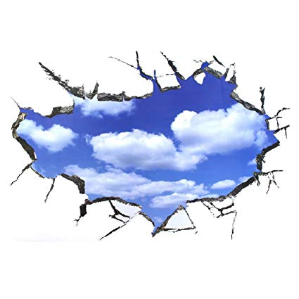 425x425 Electroprime Blue Sky Broken Wall Pattern Home Room Art Decor