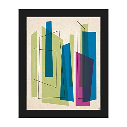 425x425 Broken Skyscrapers Green Blue And Purple Mid Century