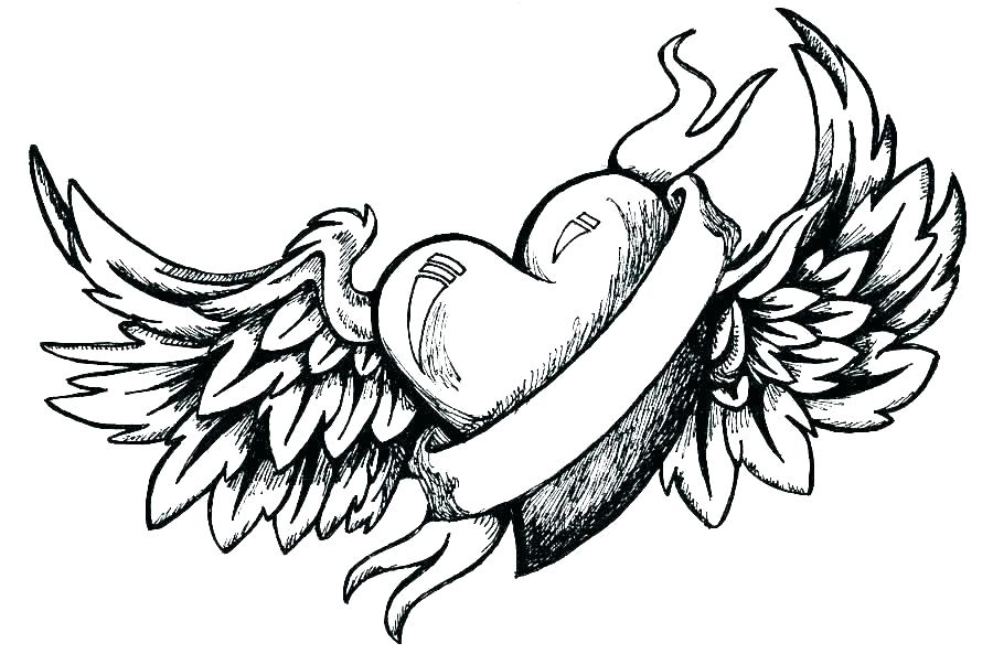 900x593 Drawings Of Hearts With Wings How To Draw A Heart With Wings Easy
