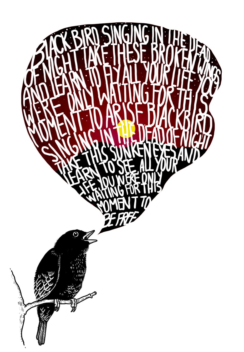 1024x1477 The Beatles Black Bird Black Bird Singing In The Dead Of Night