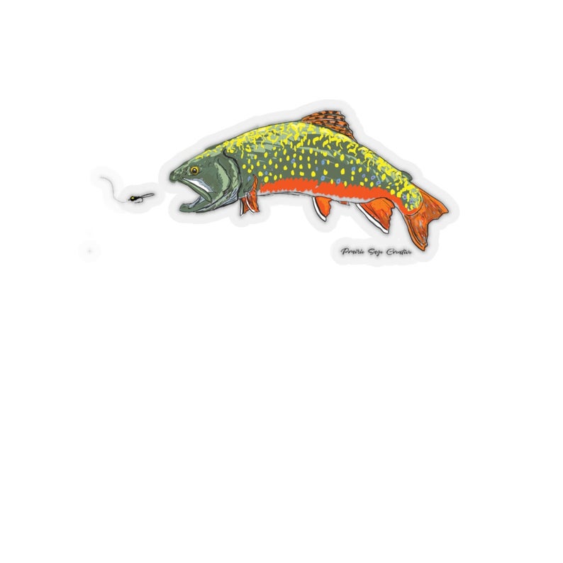 794x794 Brook Trout And Fly Kiss Cut Sticker Etsy