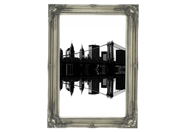 600x424 Brooklyn Bridge Reflections B W Architecture Art Mural Printed