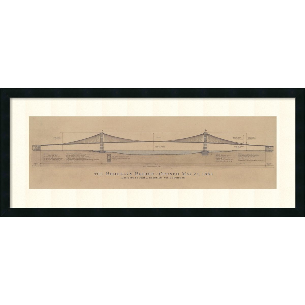 1200x1200 Framed Art Print 'brooklyn Bridge'