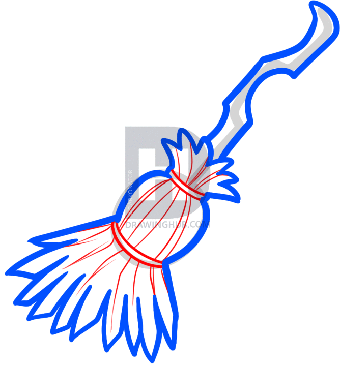 668x720 How To Draw A Witch Broom, Step