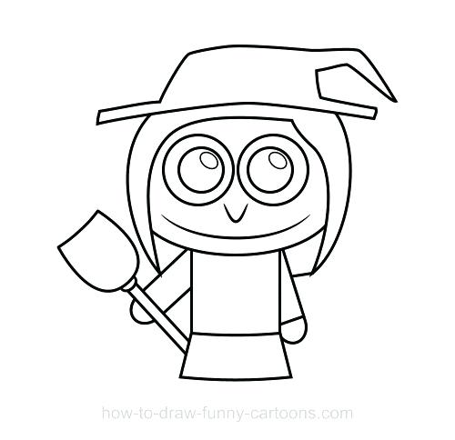 500x484 How To Draw A Witch Easy Drawing Witch Broom