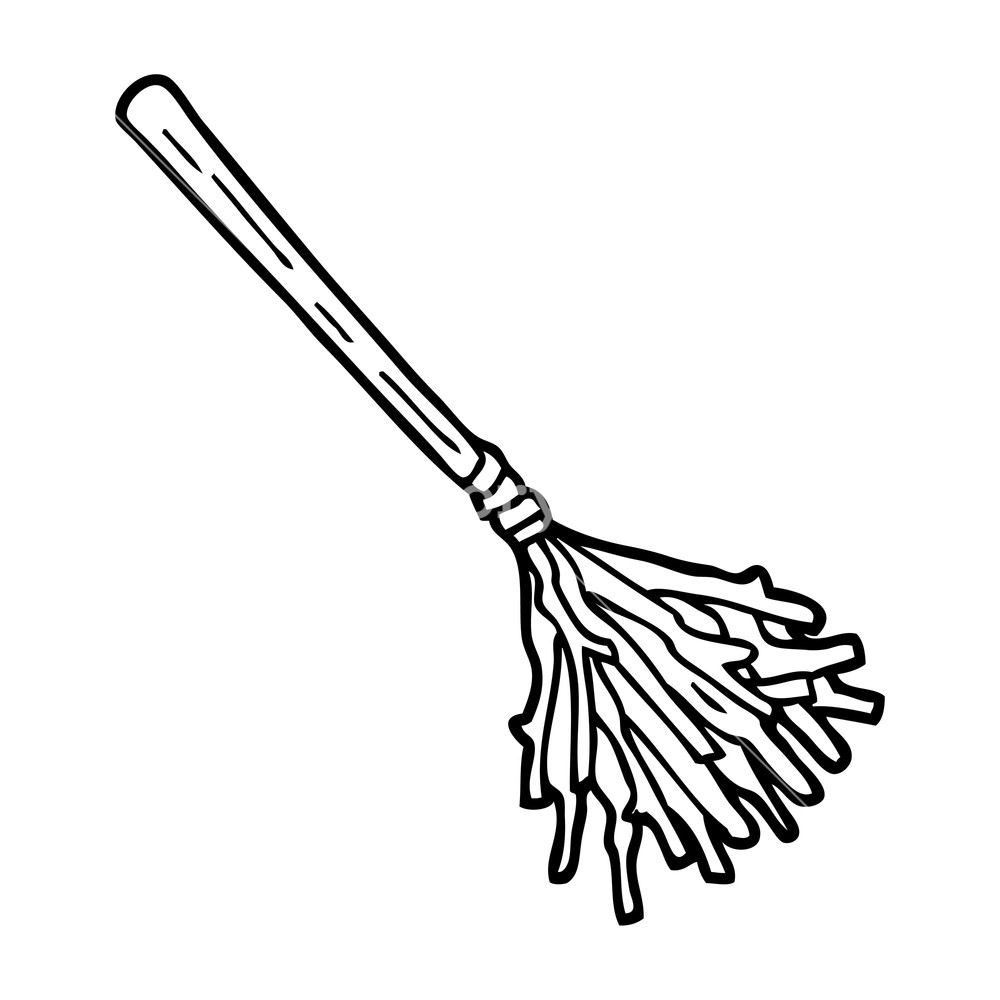 1000x1000 Black And White Cartoon Witches Broomstick Royalty Free Stock