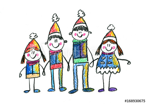 500x354 Happy Family Kids Drawing Mother, Father, Sister, Brother