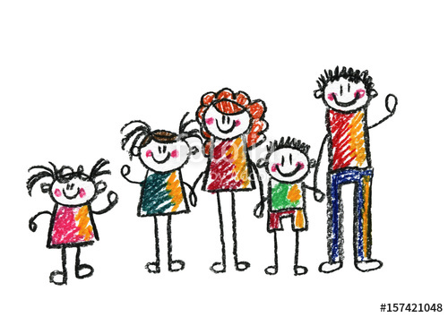 500x354 Kids Drawing Happy Family Mother, Father, Sister, Brother Boy