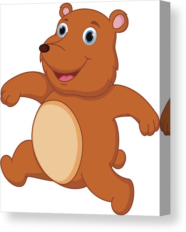 605x752 Happy Brown Bear Cartoon Canvas Print Canvas Art