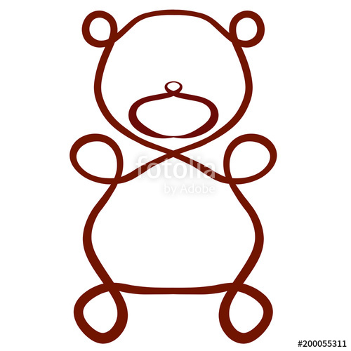 500x500 creative bear image, brown line with loops stock photo