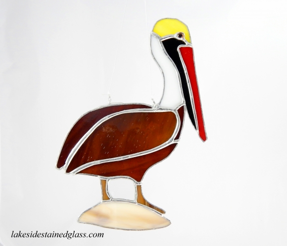 572x490 Brown Pelican Lakeside Stained Glass