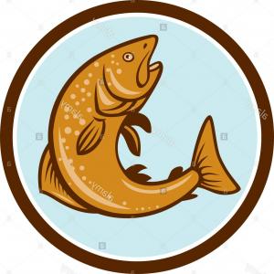 300x300 Brown Trout Jumping Drawing Vector Soidergi