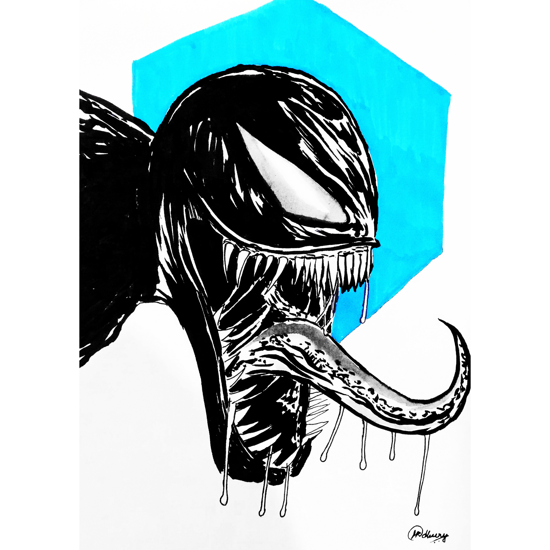 1920x1920 Drawing Venom Using Brush Pen And Ink Drawing