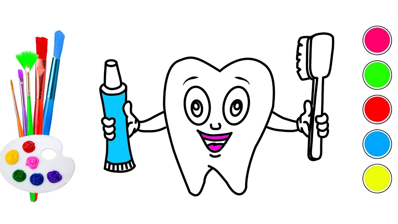 1280x720 Teeth And Toothbrush Coloring Pages Drawing For Kids How