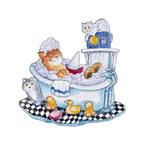 473x473 Bubble Bath Cat Giclee Print