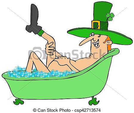 450x380 Leprechaun Taking A Bubble Bath Illustration Of An Irish