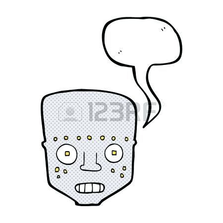 450x450 Robot Head Drawing Cartoon Spooky Robot Head With Speech Bubble