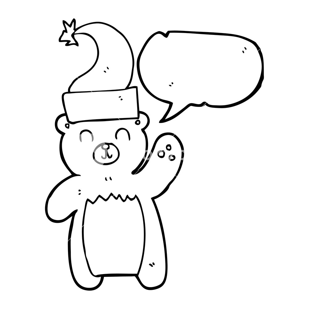 1000x1000 Freehand Drawing Of A Speech Bubble Cartoon Teddy Bear Waving