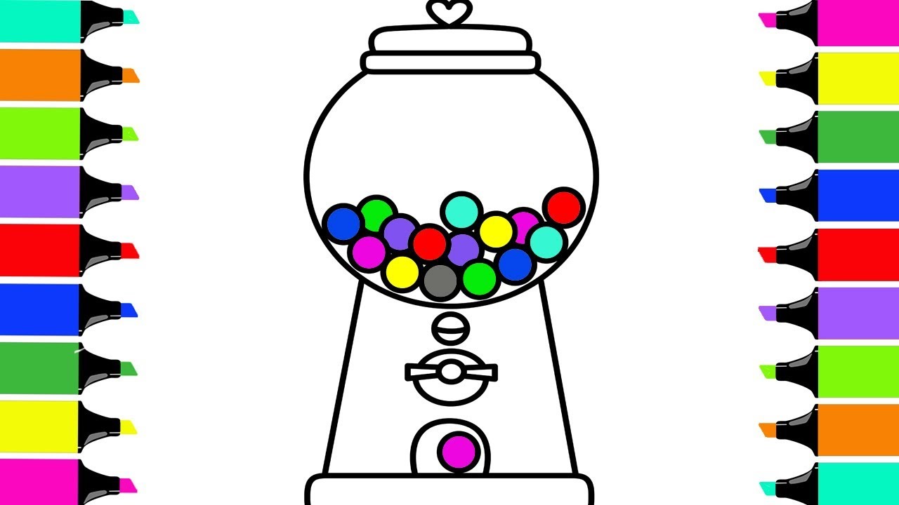 1280x720 Bubble Gum Machine! Drawing Gumball Machine And Coloring