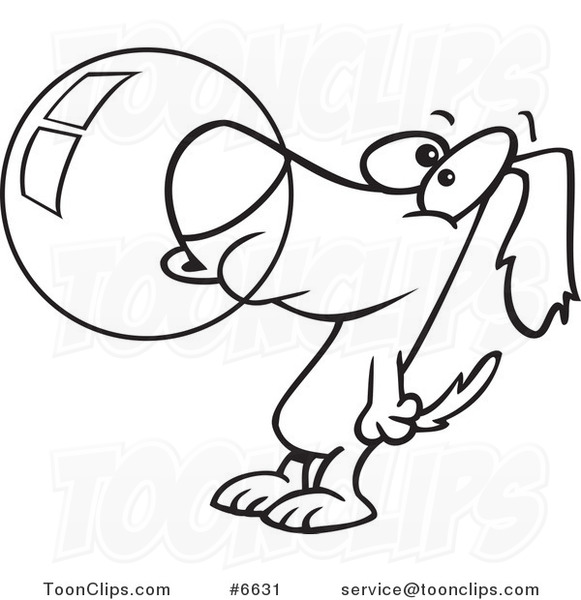 581x600 Cartoon Black And White Line Drawing Of A Dog Blowing Bubble Gum