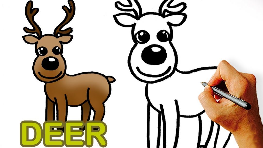 1084x610 Deer Drawing Easy Buck Reindeer Cute Skull Pencil Christmas I