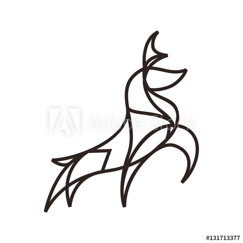 500x500 Deer Buck Stag Vector Line Art Logo Illustration