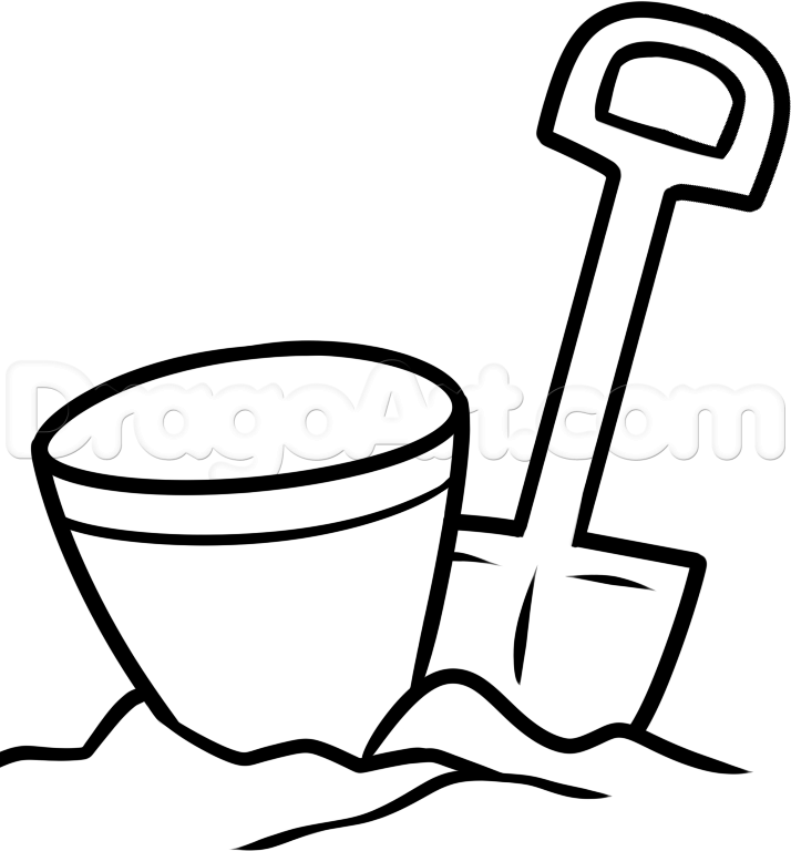 714x768 How To Draw A Shovel And Bucket, Step