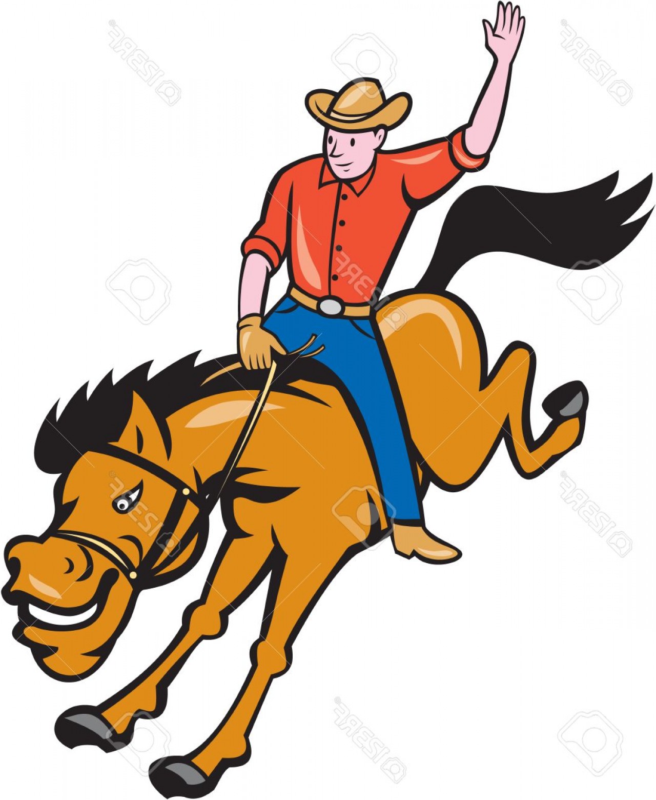 1280x1560 Photostock Vector Illustration Of Rodeo Cowboy Riding Bucking
