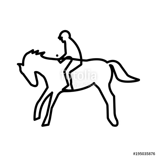500x500 Bucking Horse Silhouette Outline On White Background Stock Image