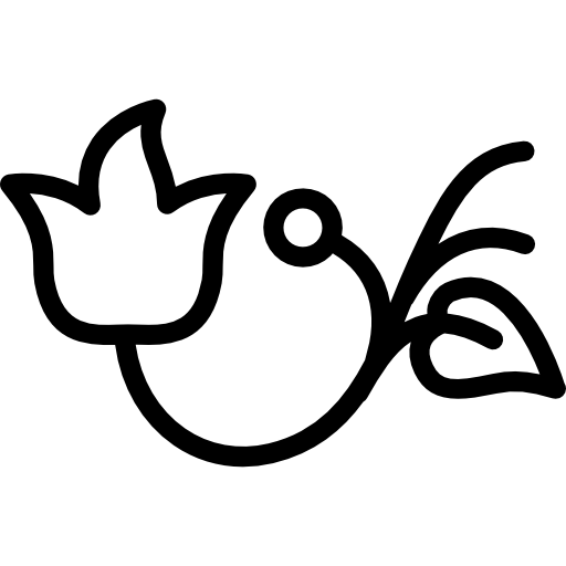 512x512 Flower Outline With Leaf And Bud Icons Free Download